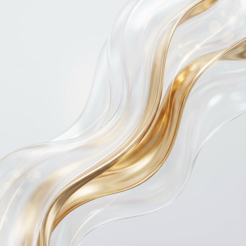 Modern White and Gold 3D Fluid Wave